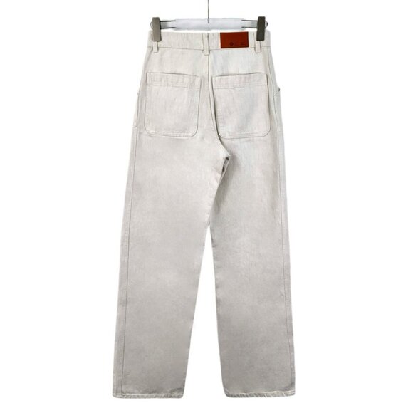 Loro Piana White Wide-Leg Cotton Denim Pants Size 38 S Made In Italy With Logo L - Picture 2 of 7